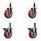 Service Caster 5'' Red Poly Wheel Swivel 3/4'' Expanding Stem Caster Set 2 Brakes, 4PK SCC-EX20S514-PPUB-RED-2-PLB-2-34 - alternate 1